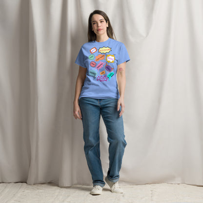 80s Comic Style Unisex T-Shirt with Retro Pop Art Graphic – Hipyfi Clothes & Design. carolina-blue-front-3
