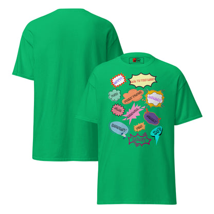 80s Comic Style Unisex T-Shirt with Retro Pop Art Graphic – Hipyfi Clothes & Design. irish-green-front-and-back