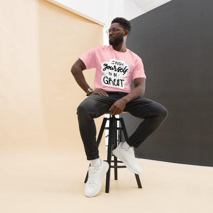 Unisex motivational t-shirt with 'Push Yourself to Be Great' quote – Hipyfi streetwear tee. light-pink-front