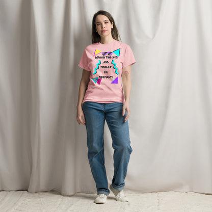 Born in the 80s retro graphic tee with neon 80s design – unisex vintage t-shirt by Hipyfi Clothes & Design. light-pink-front-3