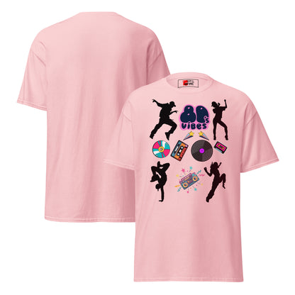 Unisex 80s Vibes graphic t-shirt with retro pop culture design by Hipyfi Clothes & Design light-pink-front-and-back