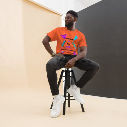 Hipyfi Retro 80s 'Born in the 80s' Unisex Tee – Vintage Graphic T-Shirt with Bold Pop Culture Design. orange-front