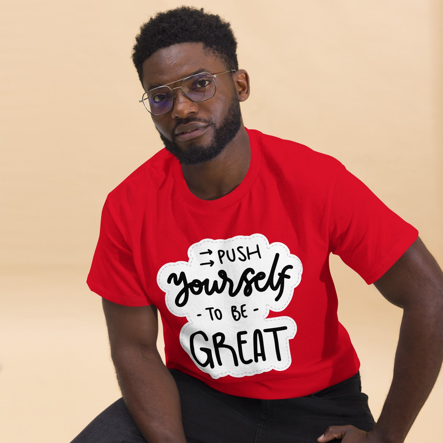 Unisex motivational t-shirt with 'Push Yourself to Be Great' quote – Hipyfi streetwear tee. red-front-2