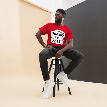 Unisex motivational t-shirt with 'Push Yourself to Be Great' quote – Hipyfi streetwear tee. red-front