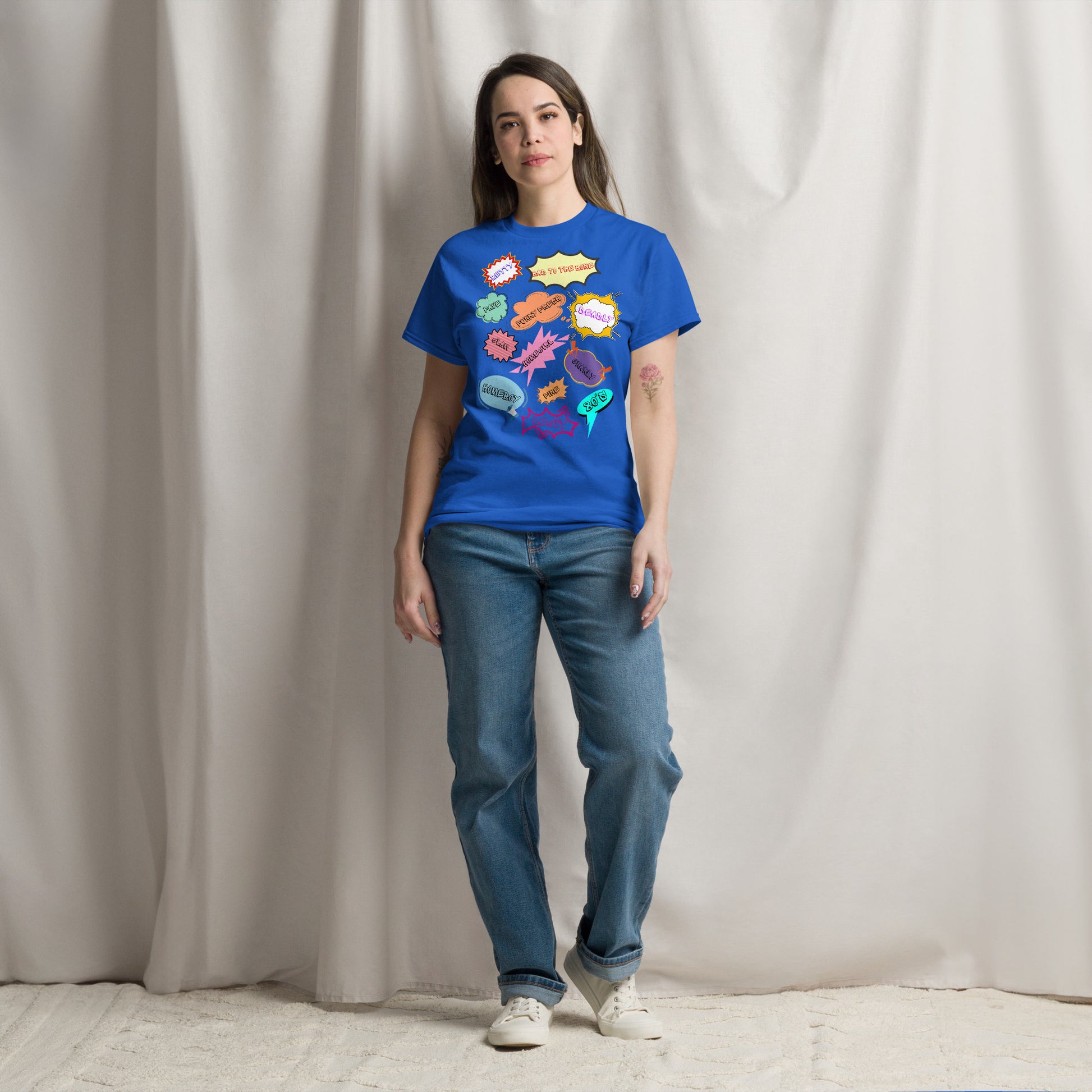 80s Comic Style Unisex T-Shirt with Retro Pop Art Graphic – Hipyfi Clothes & Design. royal-front-3