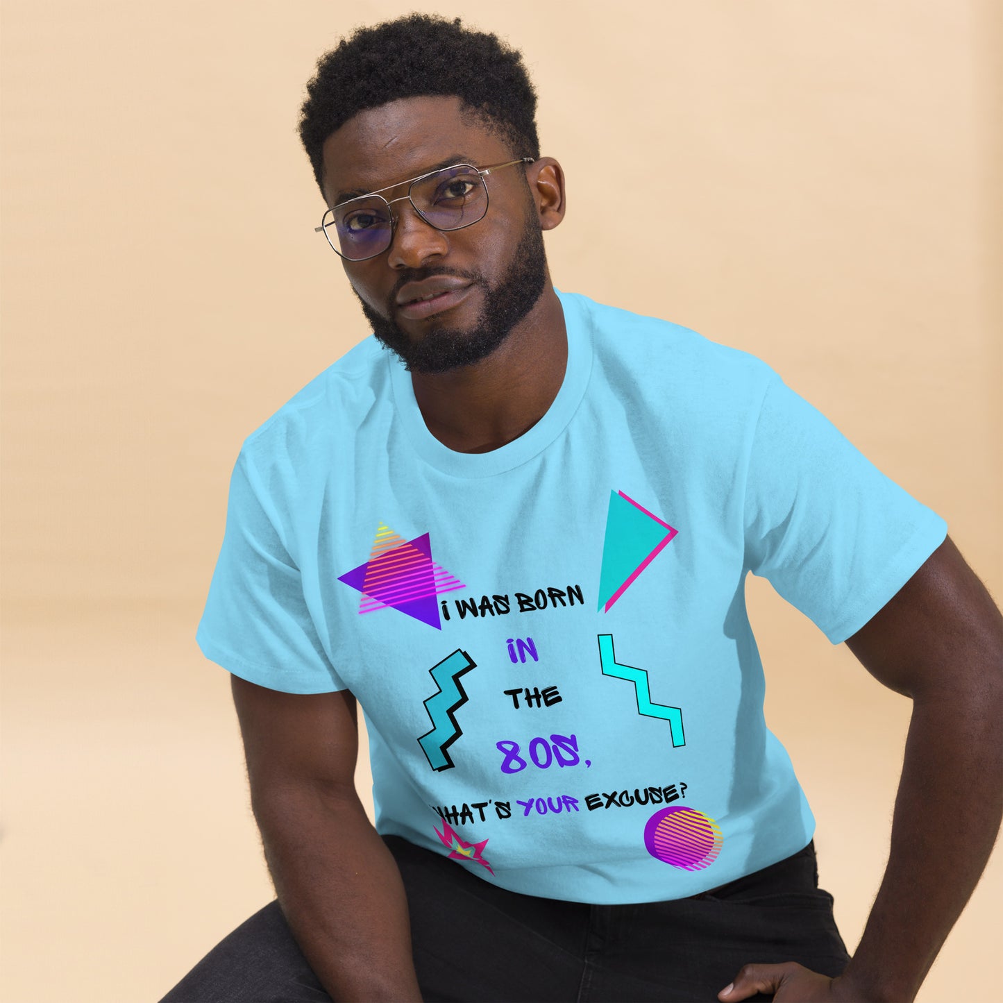 Hipyfi Retro 80s 'Born in the 80s' Unisex Tee – Vintage Graphic T-Shirt with Bold Pop Culture Design. sky-front-2