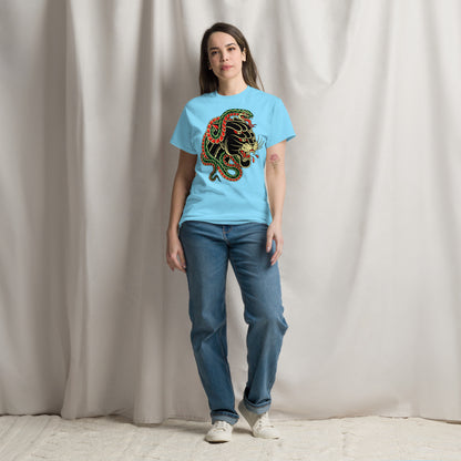 Hipyfi Panther & Snake Graphic Unisex T-Shirt - Bold design on classic fit streetwear tee. sky-front-2