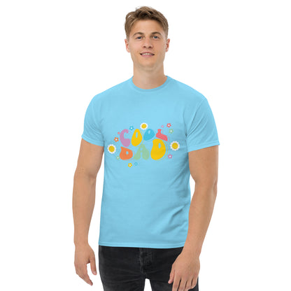 Hipyfi Retro Cool Dad Unisex Graphic Tee – Vintage 70s Style T-Shirt with colorful 'Cool Dad' graphic and floral design. sky-front-2