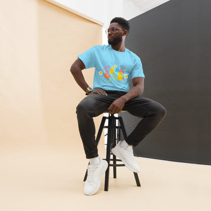 Hipyfi Retro Cool Dad Unisex Graphic Tee – Vintage 70s Style T-Shirt with colorful 'Cool Dad' graphic and floral design. sky-front