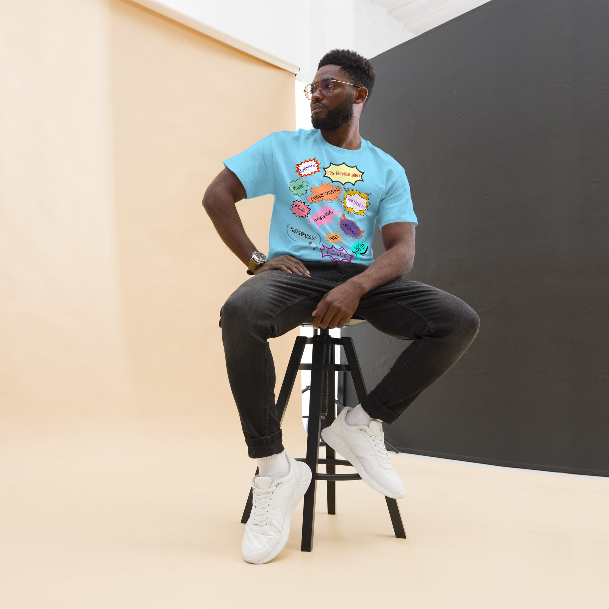 80s Comic Style Unisex T-Shirt with Retro Pop Art Graphic – Hipyfi Clothes & Design. sky-front