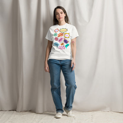 80s Comic Style Unisex T-Shirt with Retro Pop Art Graphic – Hipyfi Clothes & Design. white-front-3