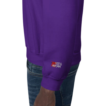 Unisex retro 80s pop culture crewneck sweatshirt with colorful graphic icons – Hipyfi Clothes & Design. purple-left
