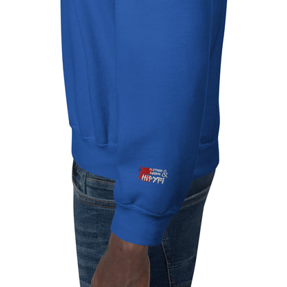 Unisex retro 80s pop culture crewneck sweatshirt with colorful graphic icons – Hipyfi Clothes & Design. royal-left