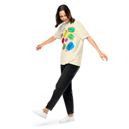 Hipyfi Retro 80s Pop Art Unisex Heavyweight T-Shirt - Vintage Graphic Design, 100% Cotton, Garment-Dyed, Comfortable Fit. ivory-front-2