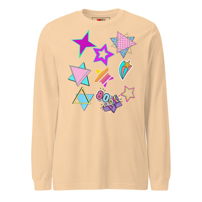 Unisex 80s graphic long sleeve t-shirt with Memphis design – retro pop art style by Hipyfi Clothes & Design. sand-dune-front-5