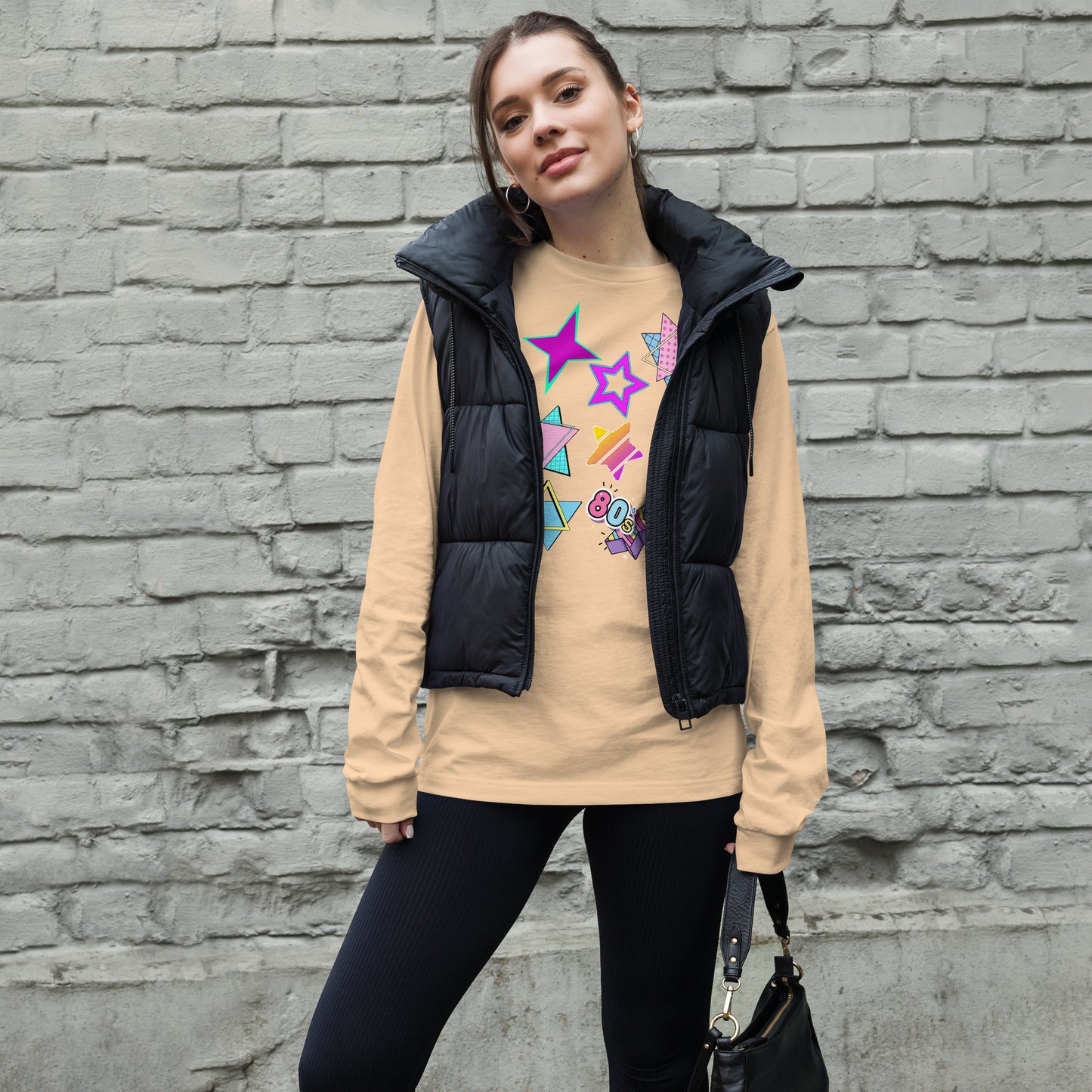 Unisex 80s graphic long sleeve t-shirt with Memphis design – retro pop art style by Hipyfi Clothes & Design. sand-dune-front-3