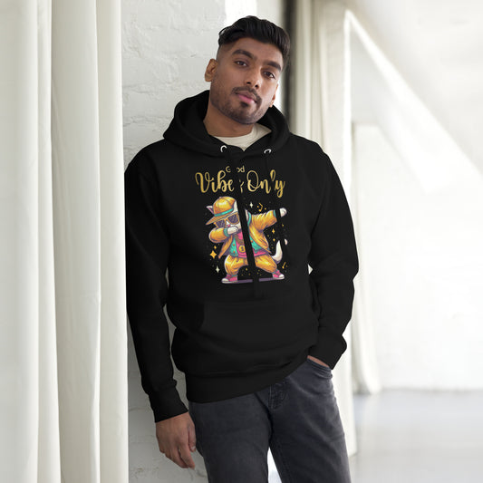 Unisex Good Vibes Cat Hoodie featuring a dabbing cat in hip-hop streetwear – premium graphic hoodie by Hipyfi Clothes & Design. black-front