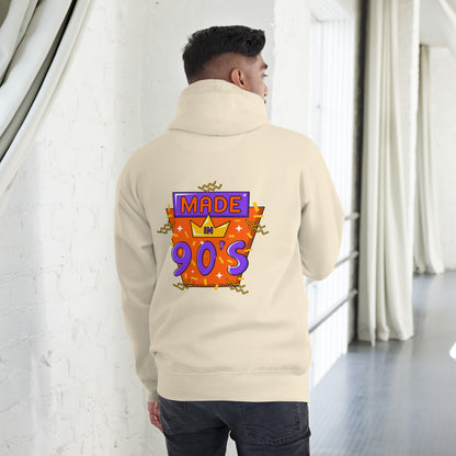Back to 90s retro unisex graphic hoodie with colorful vintage design – Hipyfi Clothes & Design. bone-back