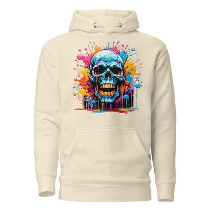 Blue Skull Splash Unisex Streetwear Hoodie by Hipyfi – Digital Art and Graffiti Style. bone-front-2