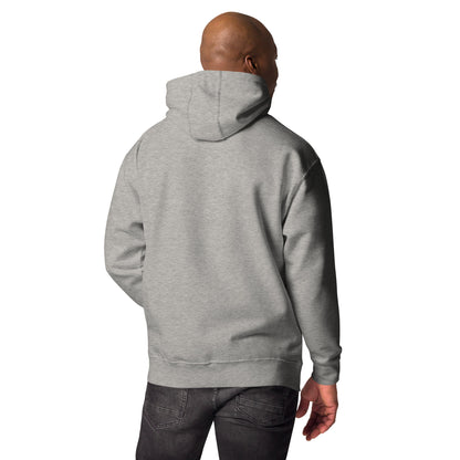 Funny pug mugshot graphic on unisex streetwear hoodie – Cool Dog design by Hipyfi Clothes & Design. carbon-grey-back