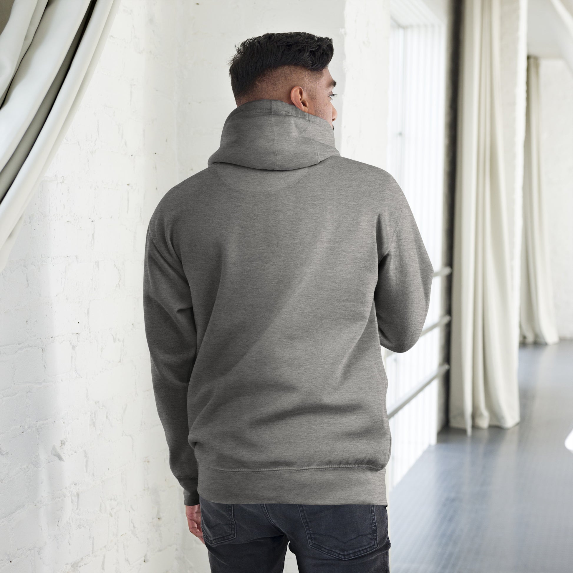 Unisex Good Vibes Cat Hoodie featuring a dabbing cat in hip-hop streetwear – premium graphic hoodie by Hipyfi Clothes & Design. carbon-grey-back