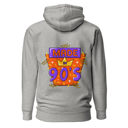 Back to 90s retro unisex graphic hoodie with colorful vintage design – Hipyfi Clothes & Design. carbon-grey-back-2