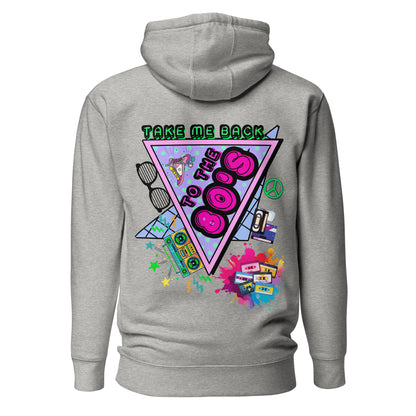 Hipyfi 80s Neon Graphic Hoodie – Unisex Retro Design with Vibrant 80s Pop Culture Graphic. carbon-grey-back-2