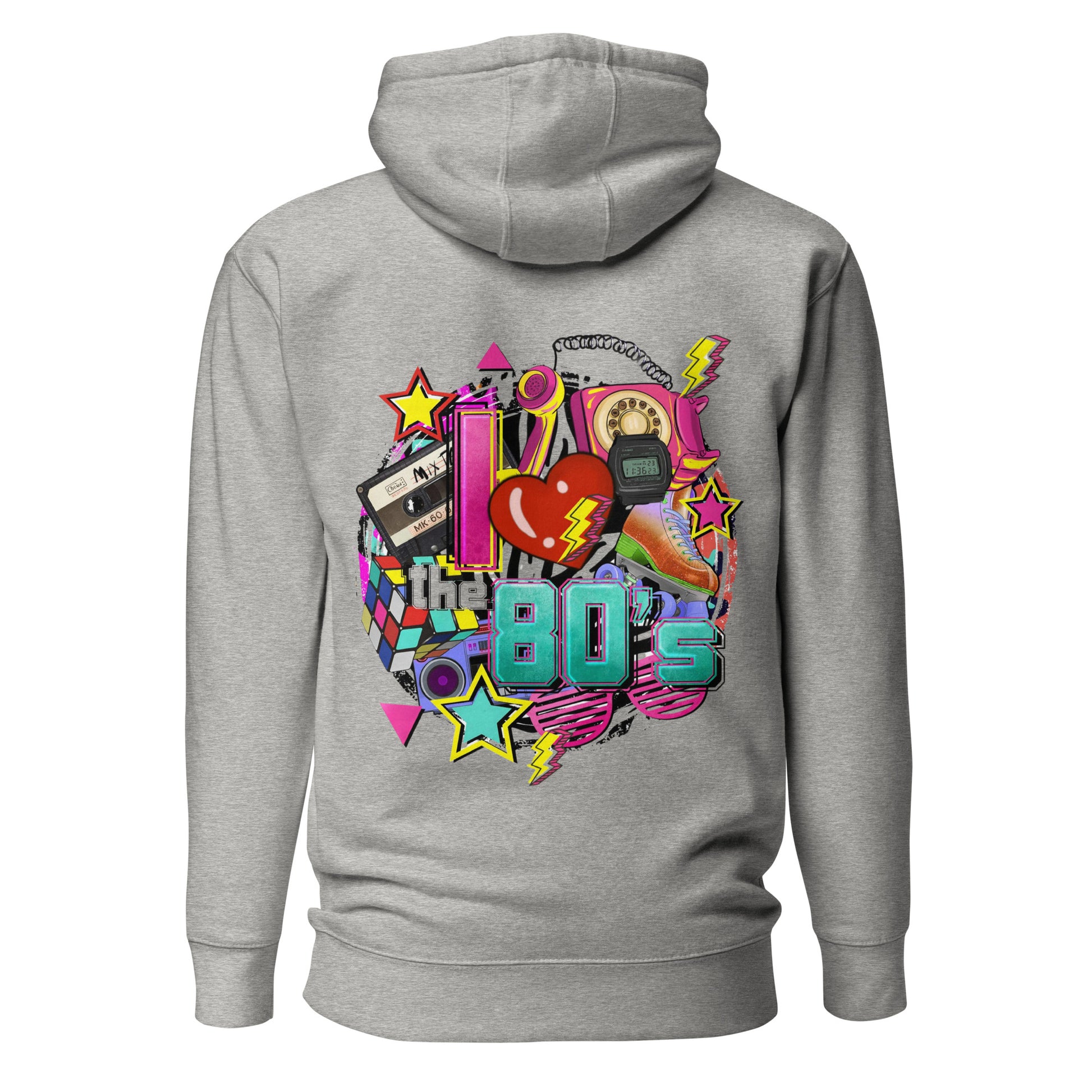 Unisex 80s Retro Hoodie with bold graphic design and 'I'm Not Weird, I'm Awesome' quote – Hipyfi Clothes & Design. carbon-grey-back-2