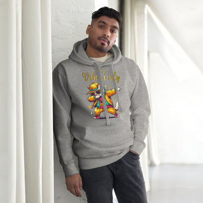 Unisex Good Vibes Cat Hoodie featuring a dabbing cat in hip-hop streetwear – premium graphic hoodie by Hipyfi Clothes & Design. carbon-grey-front