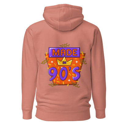 Back to 90s retro unisex graphic hoodie with colorful vintage design – Hipyfi Clothes & Design. dusty-rose-back-2