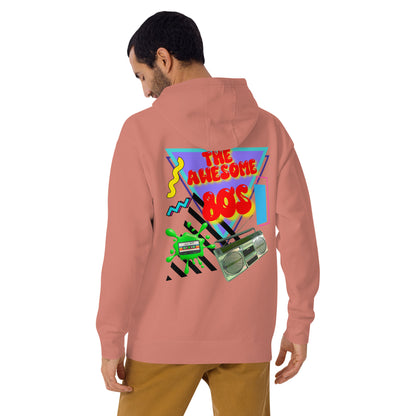 Hipyfi Premium 80s Neon Graphic Hoodie – Unisex Retro Pop Culture Design, Vibrant 80s-inspired geometric graphics. dusty-rose-back