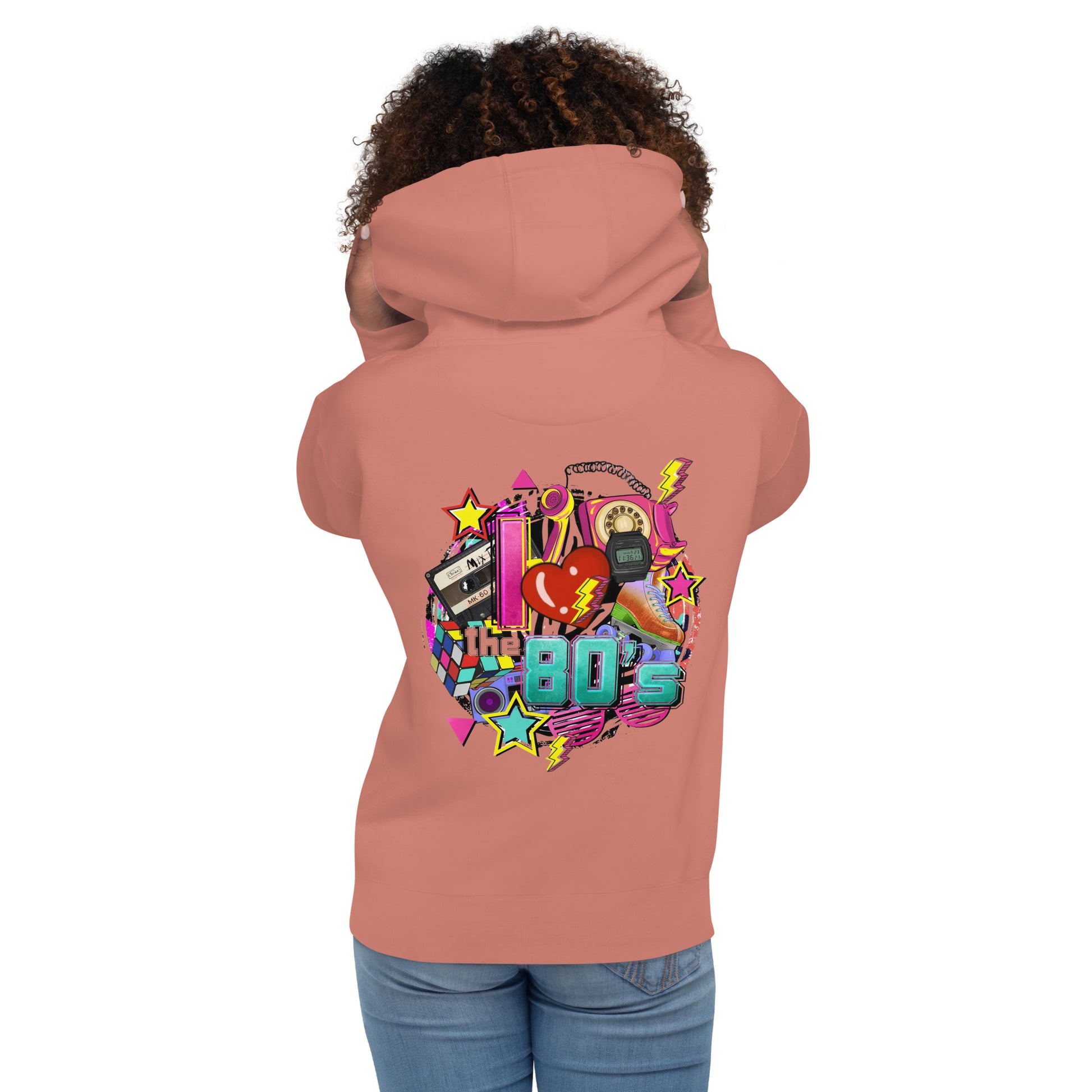Unisex 80s Retro Hoodie with bold graphic design and 'I'm Not Weird, I'm Awesome' quote – Hipyfi Clothes & Design. dusty-rose-back