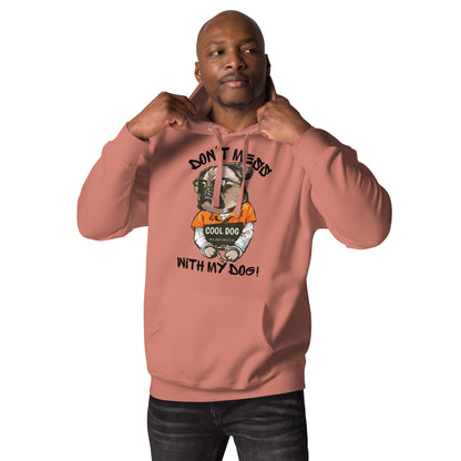 Funny pug mugshot graphic on unisex streetwear hoodie – Cool Dog design by Hipyfi Clothes & Design. dusty-rose-front