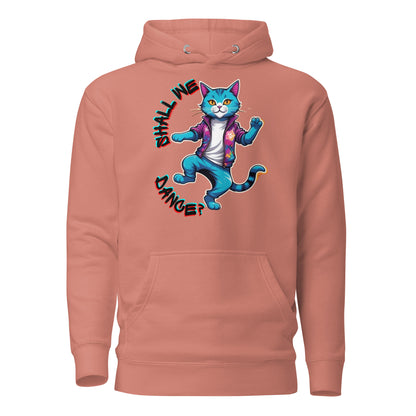 Hipyfi Unisex Premium Hoodie with Vibrant Dance Cat Graphic - Streetwear Style, Soft Cotton Blend, Front Pouch Pocket and Cozy Hood. dusty-rose-front-2