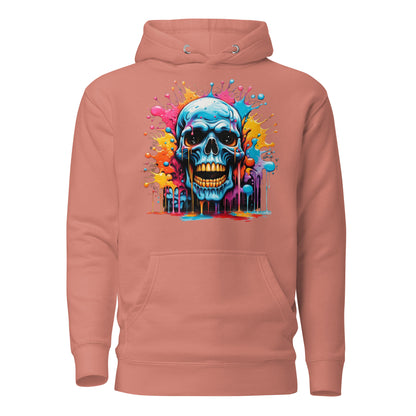 Blue Skull Splash Unisex Streetwear Hoodie by Hipyfi – Digital Art and Graffiti Style. dusty-rose-front-2
