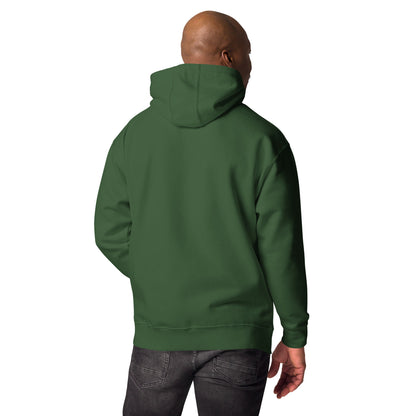 Funny pug mugshot graphic on unisex streetwear hoodie – Cool Dog design by Hipyfi Clothes & Design. forest-green-back