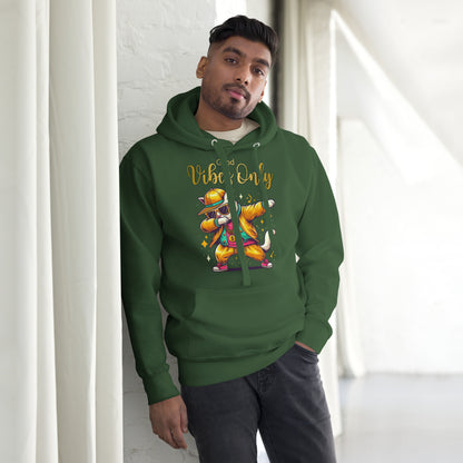 Unisex Good Vibes Cat Hoodie featuring a dabbing cat in hip-hop streetwear – premium graphic hoodie by Hipyfi Clothes & Design. forest-green-front