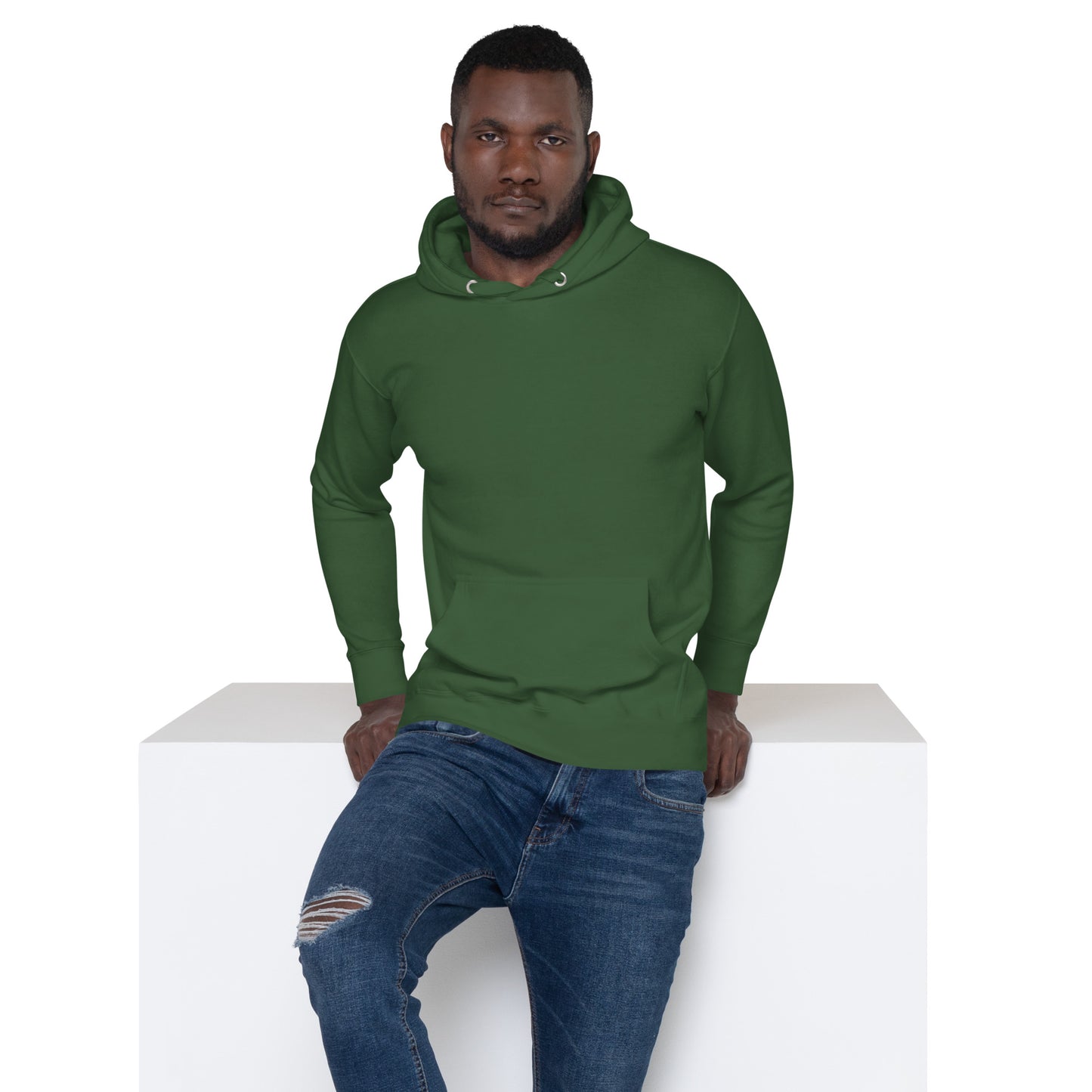 Unisex premium cat hoodie with cartoon black-and-white cat and “Life is Better With Cats” quote – Hipyfi Clothes & Design. forest-green-front