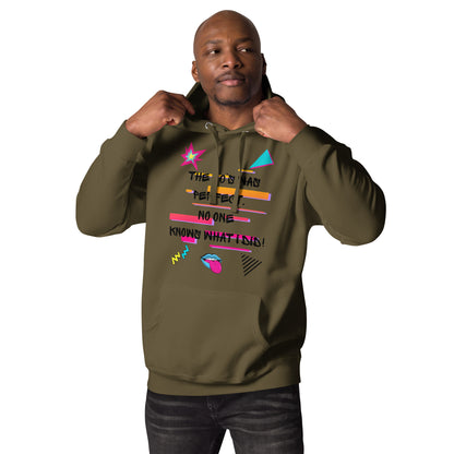 Unisex retro 80s graffiti hoodie with neon colors and streetwear design by Hipyfi Clothes & Design military-green-front