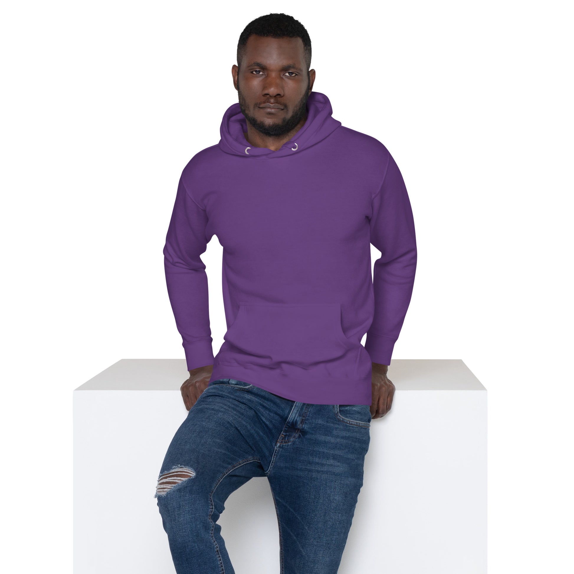 Unisex premium cat hoodie with cartoon black-and-white cat and “Life is Better With Cats” quote – Hipyfi Clothes & Design. purple-front