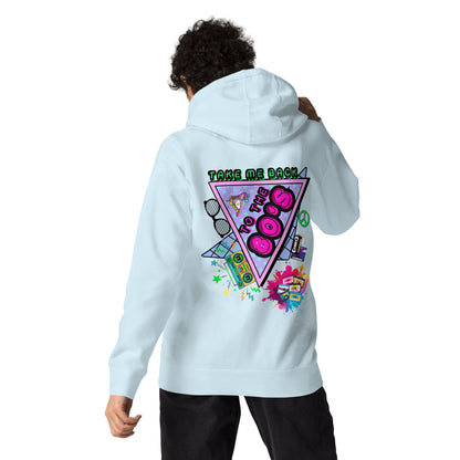 Hipyfi 80s Neon Graphic Hoodie – Unisex Retro Design with Vibrant 80s Pop Culture Graphic. sky-blue-back