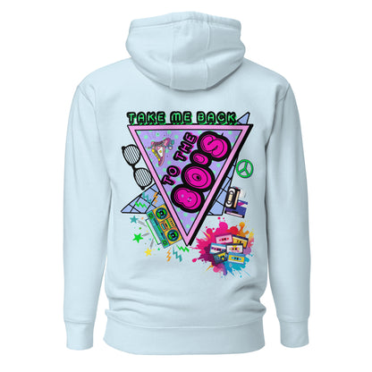 Hipyfi 80s Neon Graphic Hoodie – Unisex Retro Design with Vibrant 80s Pop Culture Graphic. sky-blue-back-2