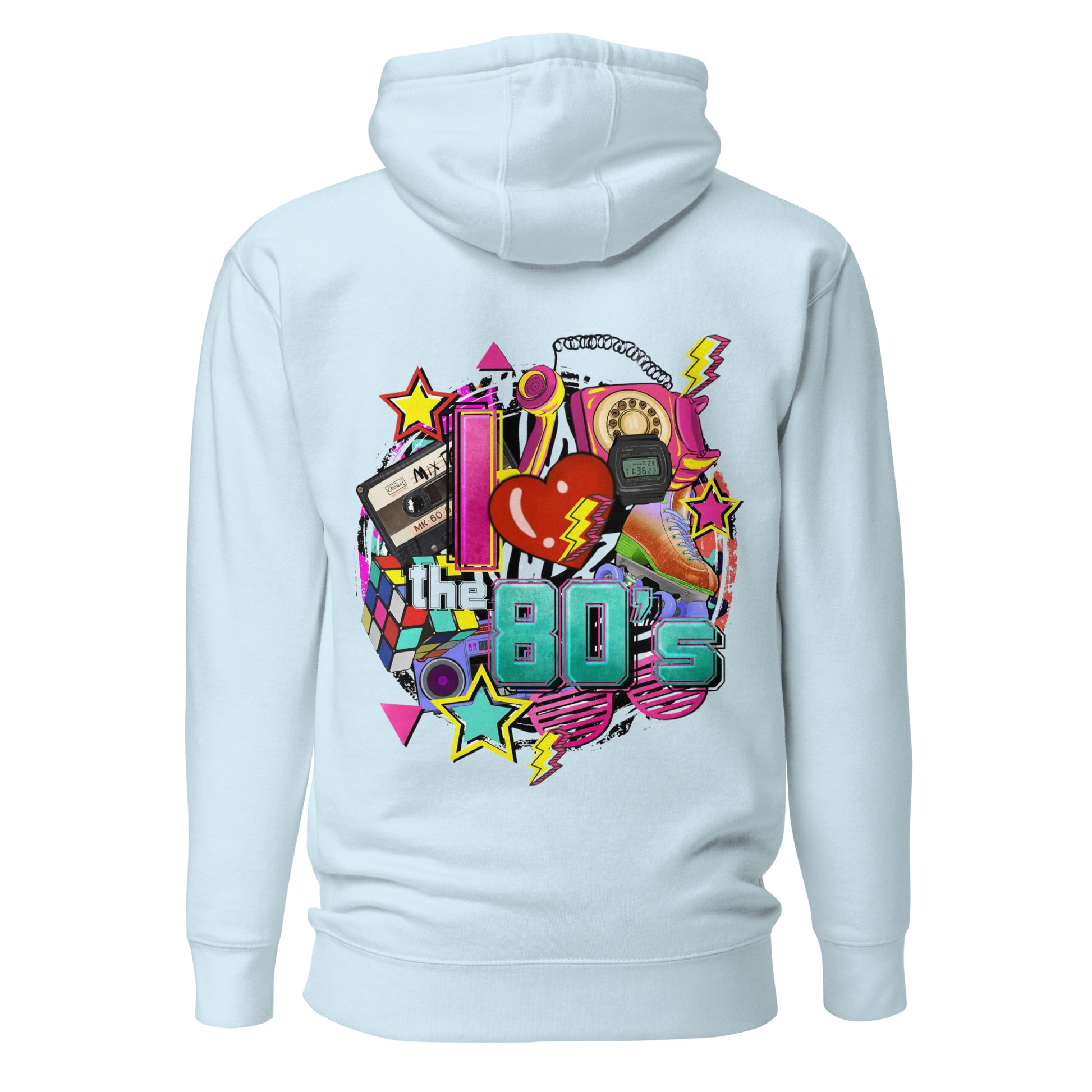 Unisex 80s Retro Hoodie with bold graphic design and 'I'm Not Weird, I'm Awesome' quote – Hipyfi Clothes & Design. sky-blue-back-2