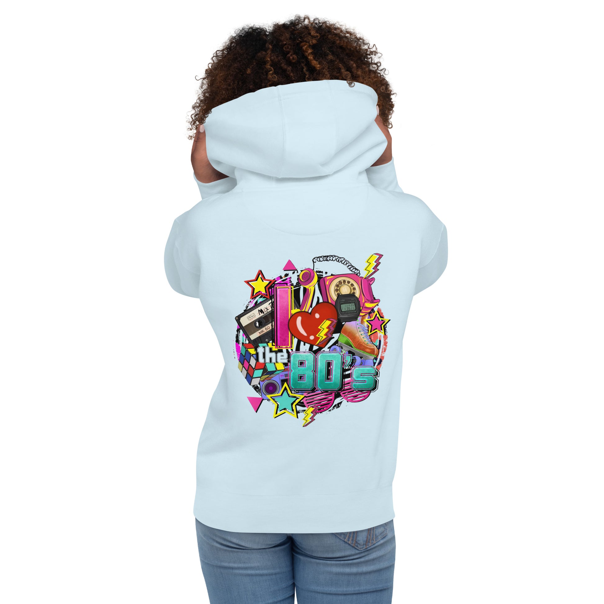 Unisex 80s Retro Hoodie with bold graphic design and 'I'm Not Weird, I'm Awesome' quote – Hipyfi Clothes & Design. sky-blue-back