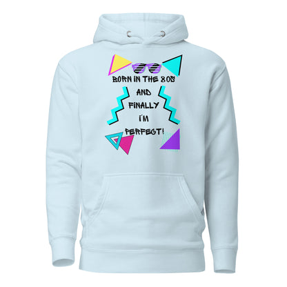 Hipyfi Premium 80s Neon Graphic Hoodie – Unisex Retro Pop Culture Design, Vibrant 80s-inspired geometric graphics. sky-blue-front-2