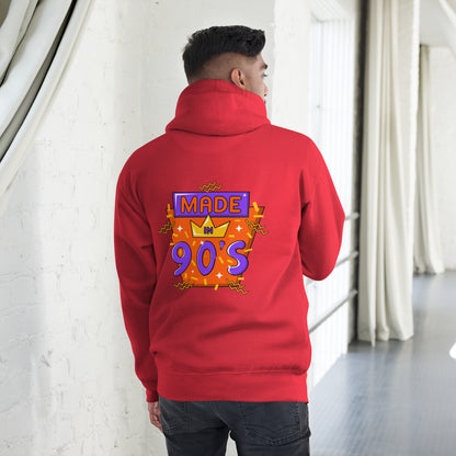 Back to 90s retro unisex graphic hoodie with colorful vintage design – Hipyfi Clothes & Design. team-red-back