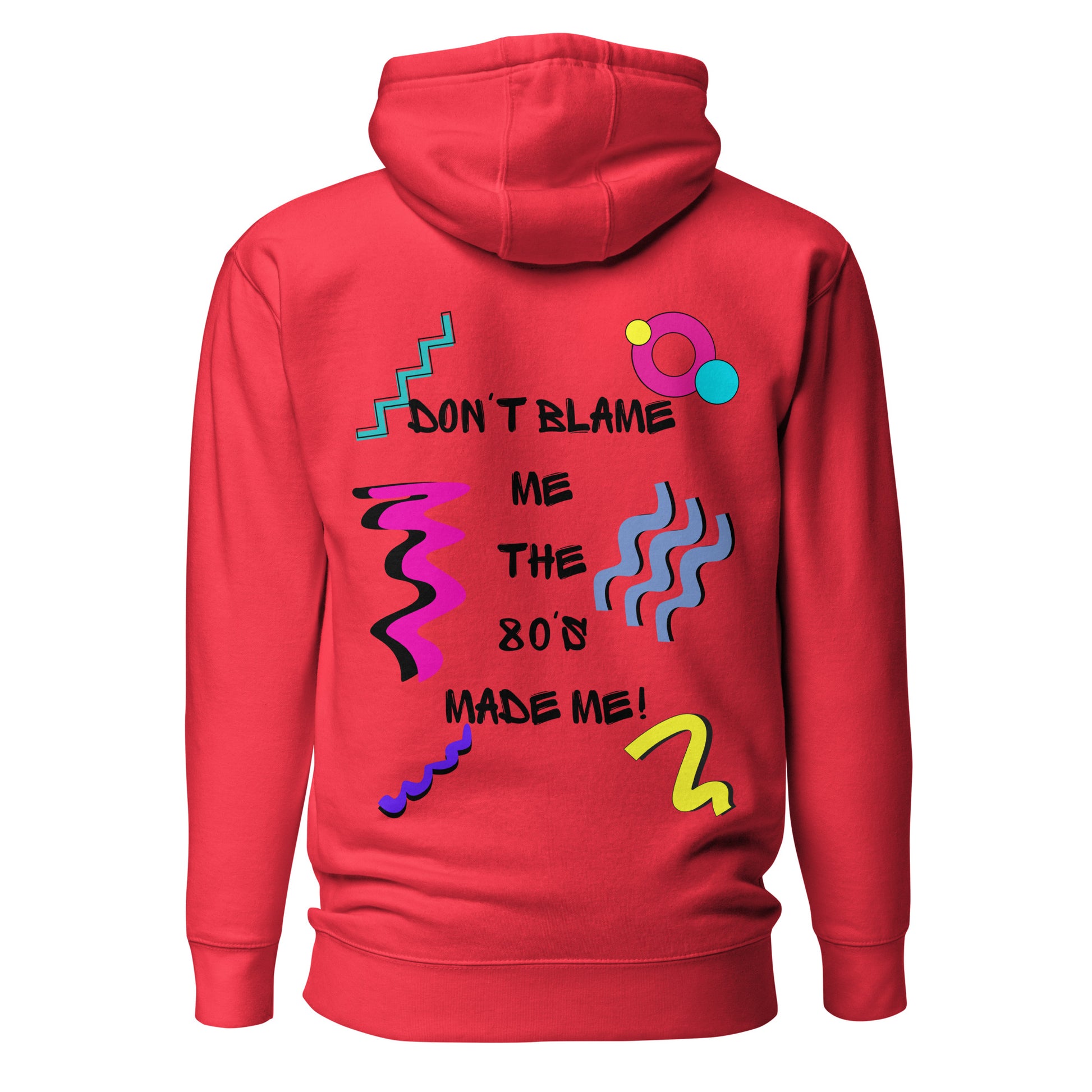 Unisex 80s graphic hoodie with retro slogan – Made in the 80s Vibes by Hipyfi Clothes & Design. team-red-back-2