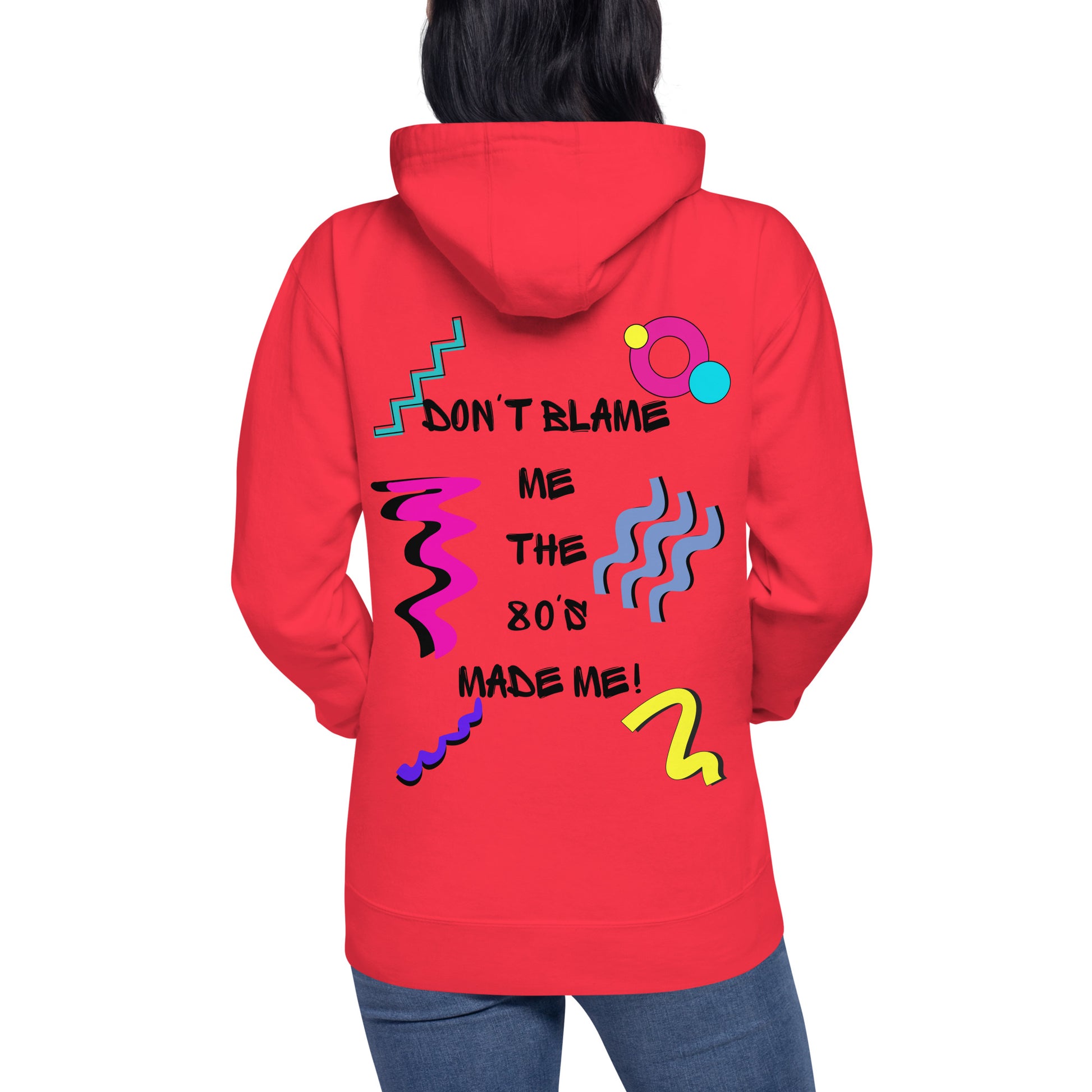 Unisex 80s graphic hoodie with retro slogan – Made in the 80s Vibes by Hipyfi Clothes & Design. team-red-back