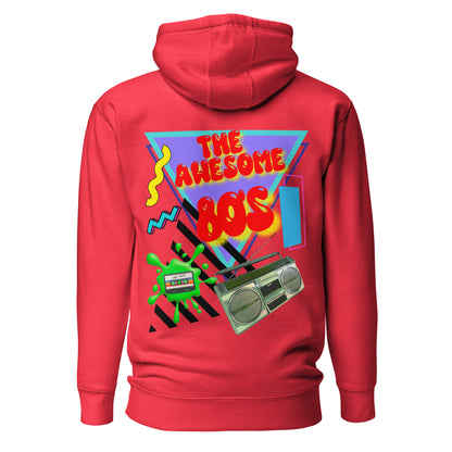 Hipyfi Premium 80s Neon Graphic Hoodie – Unisex Retro Pop Culture Design, Vibrant 80s-inspired geometric graphics. team-red-back-2