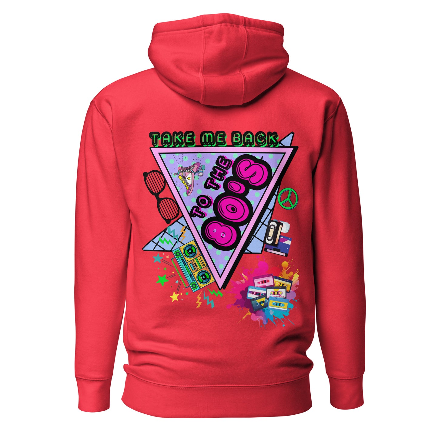 Hipyfi 80s Neon Graphic Hoodie – Unisex Retro Design with Vibrant 80s Pop Culture Graphic. team-red-back-2